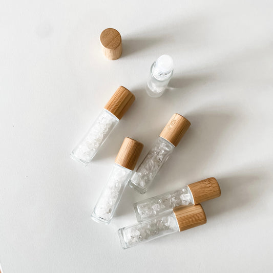frasco ROLL-ON | tampa bambu + pedra natural